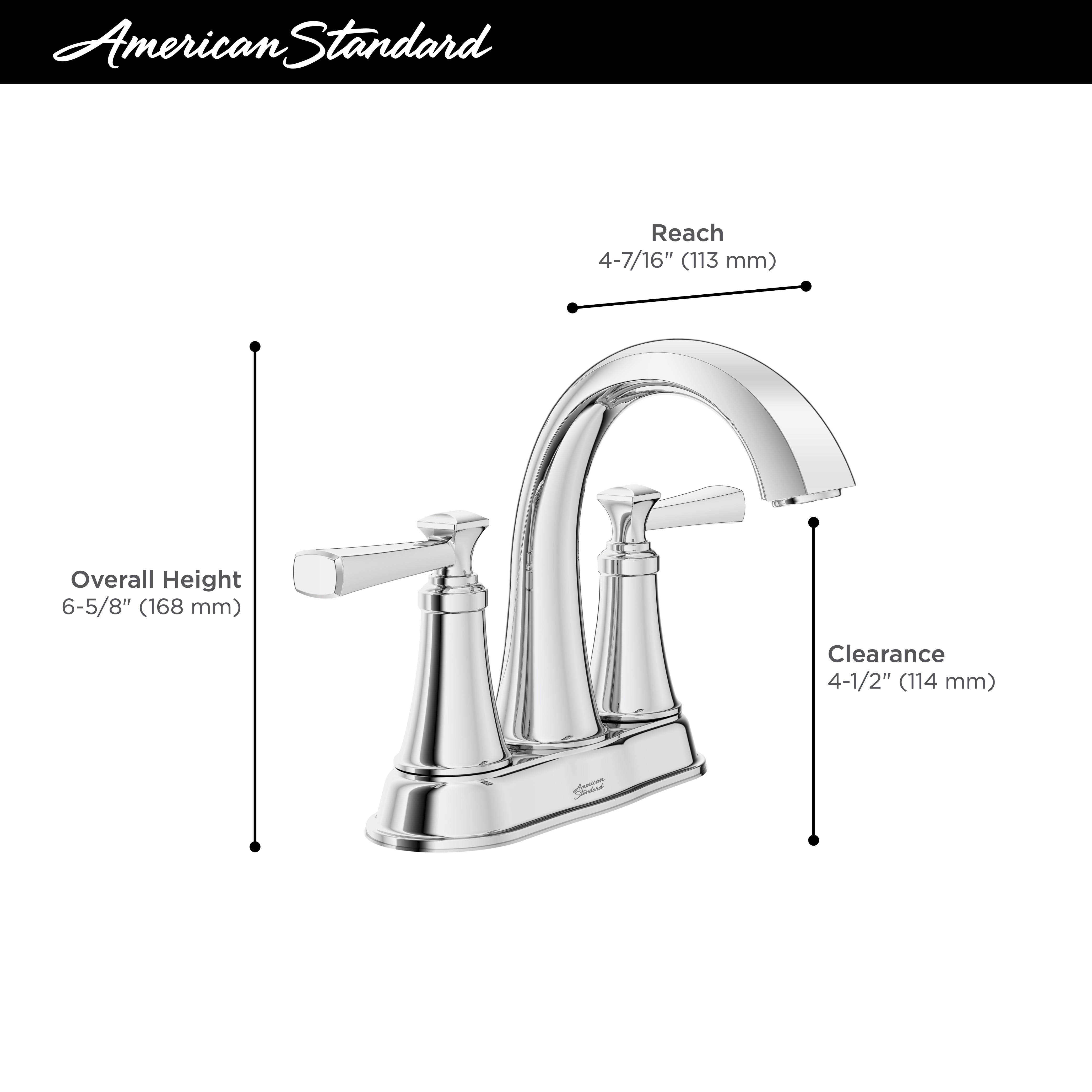 Rumson 4 In Centerset 2 Handle Bathroom Faucet 12 GPM with Lever Handles POLISHED CHROME